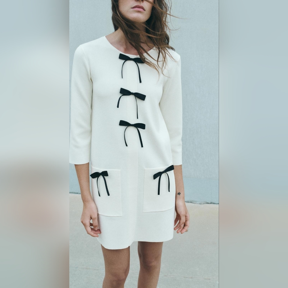 NWT Zara knit dress with bows